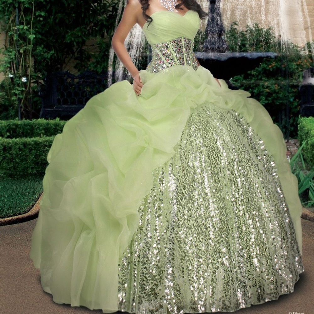 Quinceañera dress by Disney Royal ball sage/silver